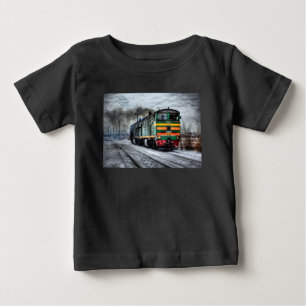 Camisa de Trem de Motor a Vapor Locomotiva Antiga
