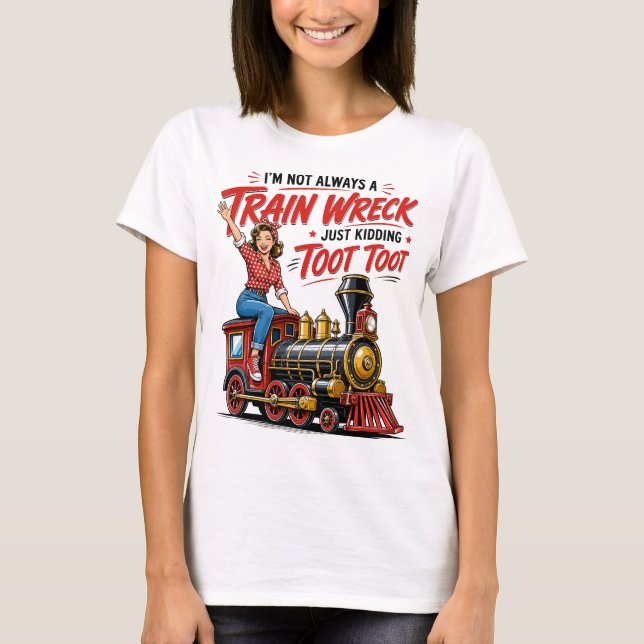 Camisa de Trem Engraçado Humor Ferrovia (Frente)