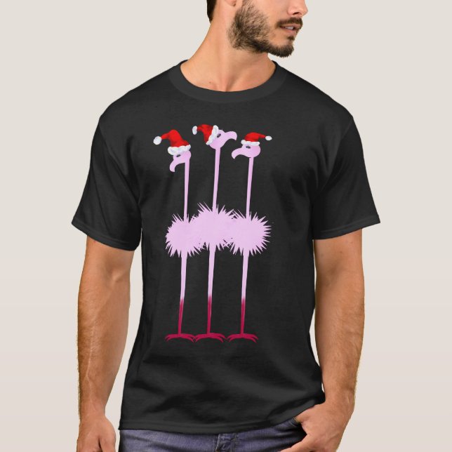 Camisa de três flamingos do Natal (Frente)