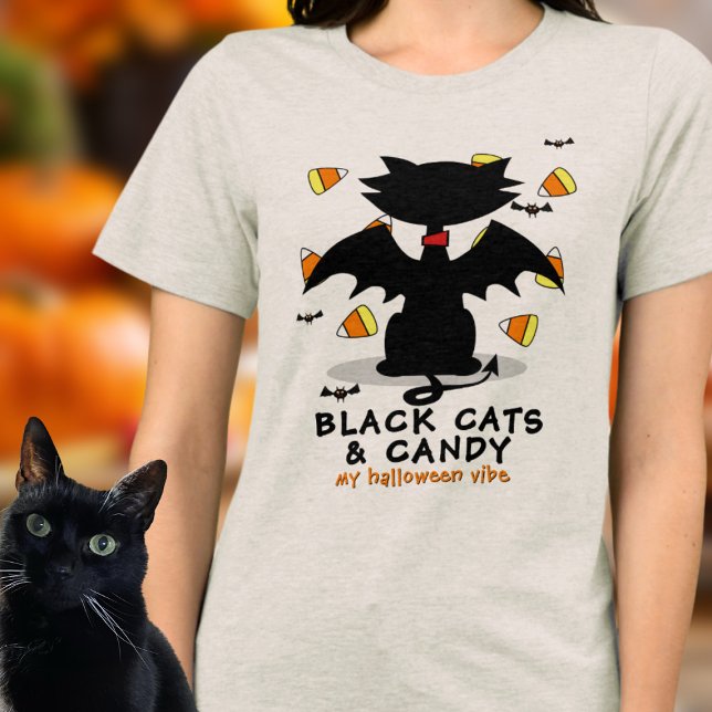 Camisa de três misturas tríplices do Dia das Bruxa (All about black cats and candy? Here's your next Halloween Shirt!)