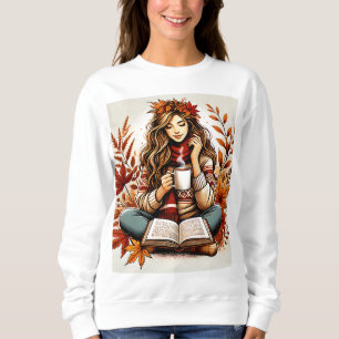 camisa de uma garota bonita em um dia de outono