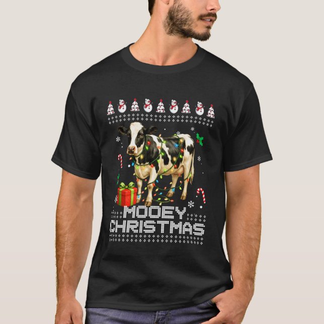 Camisa de Vaca de Natal Mooey Vaca Divertida de Na (Frente)