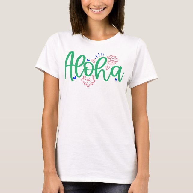Camisa de verão com Vibes Havaianas Aloha para Mul (Frente)