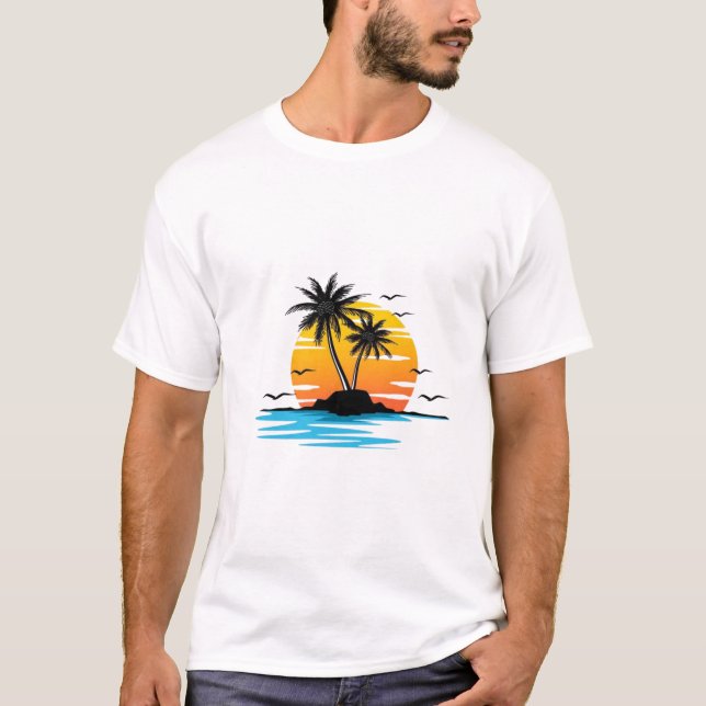 Camisa de Verão Tropical Sunset Island - Relaxamen (Frente)