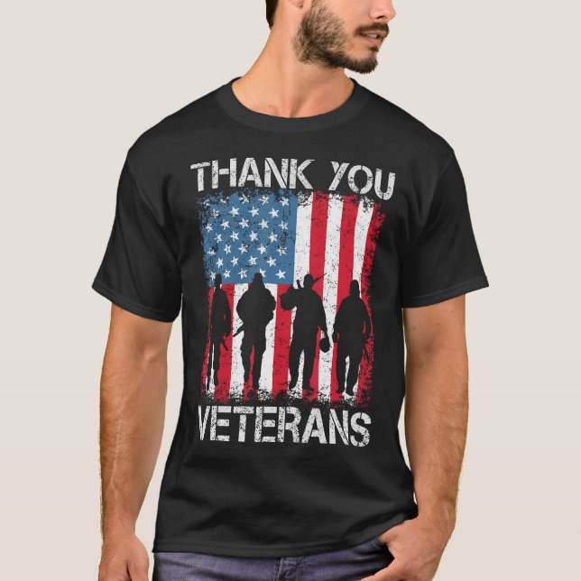 Camisa De Vestígios De Vestígios Obrigado Veterano (Frente)