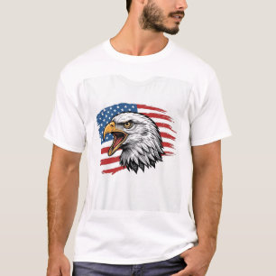 Camisa de Vetor Patriótico Vintage Eagle Flag_1