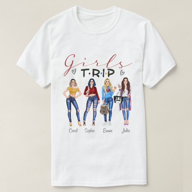 Camisa De Viagem De Meninas Personalizadas Da DC,  (Frente do Design)