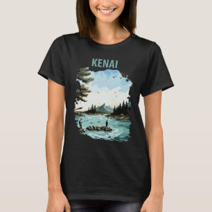 Camisa de Viagem Vintage de Pesca no Rio Kenai