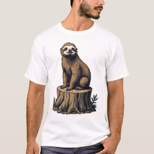 Camisa de vida selvagem com gravação de preguiça r