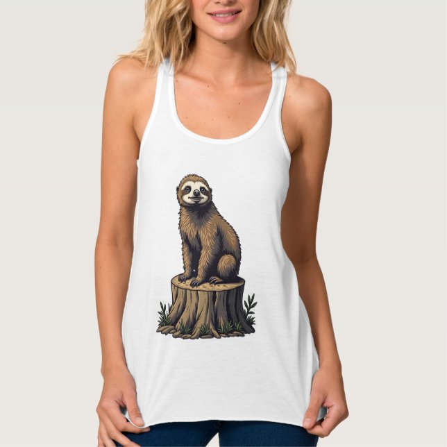 Camisa de vida selvagem com gravação de preguiça r (Frente)