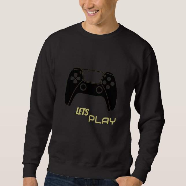 Camisa de Videogame "Vamos Jogar" Preto e Dourado  (Frente)