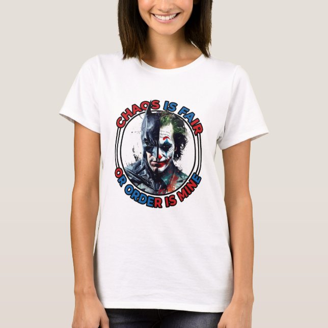 Camisa de Vilão de Quadrinhos Caos é Justo (Frente)