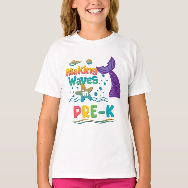 Camisa de volta à escola de sereia para pré-escola (Frente)