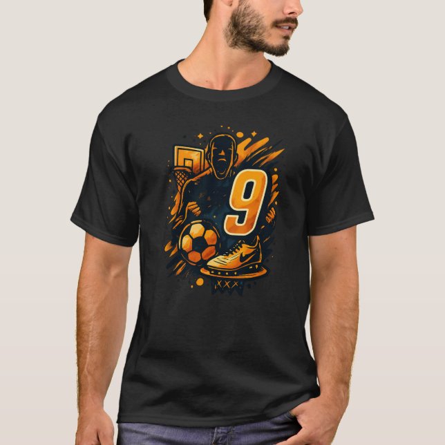 Camisa desportiva número 9 - Futebol e basquete (Frente)