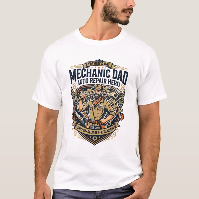 Camisa Dia do Pai Mecânico Pai Engraçado Presente  (Frente)