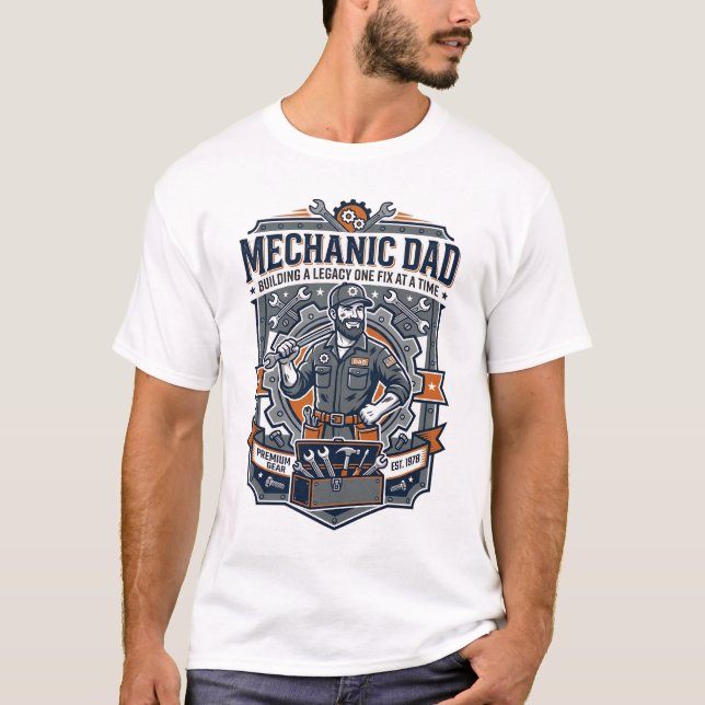 Camisa Dia do Pai Mecânico Pai Engraçado Presente  (Frente)