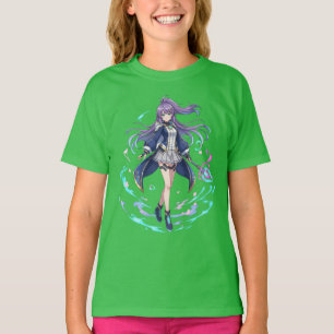 Camisa Dinâmica de Heroína Anime Menina Roxa Fanta