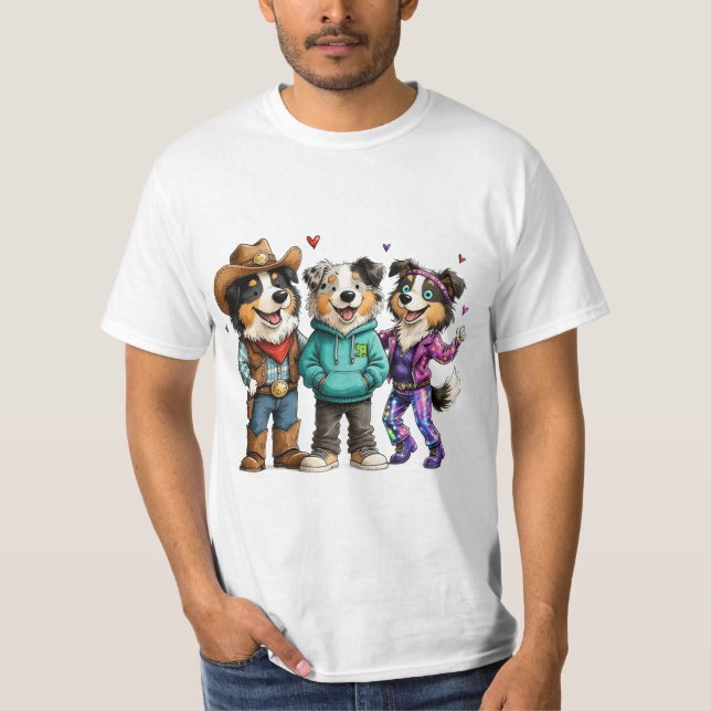Camisa Divertida de Cachorro Australiano Trio Tee  (Frente)
