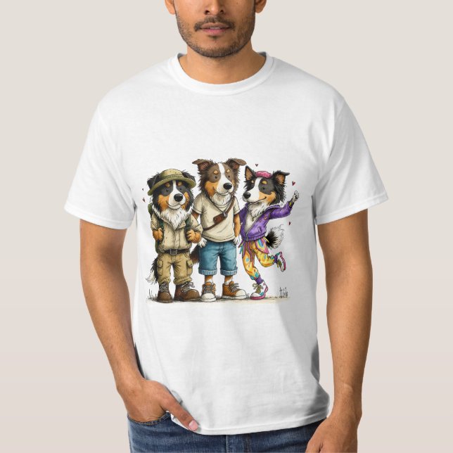 Camisa Divertida de Cachorro Kelpie Trio de Camise (Frente)