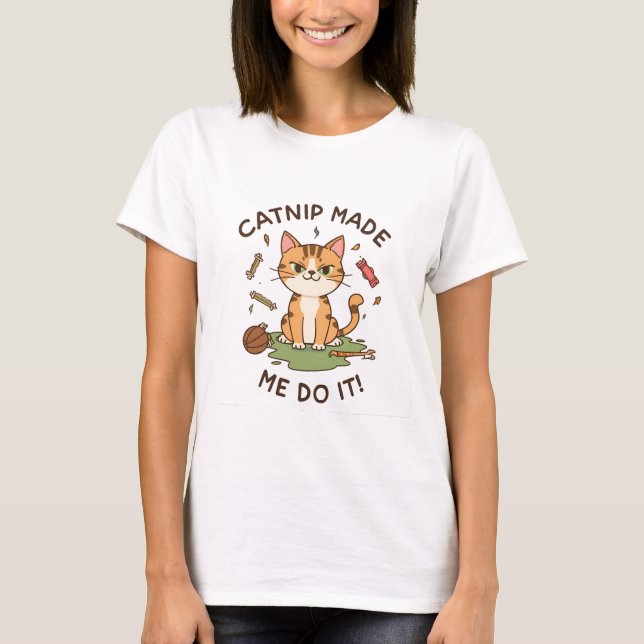 Camisa Divertida de Gato – Camisa 'Catnip Me Fez F (Frente)