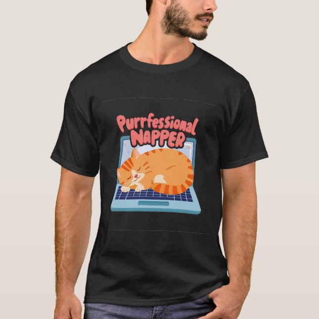 Camisa Divertida de Gato – Dorminhoco Profissional (Frente)