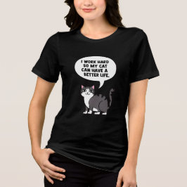 Camisa Divertida de Gato – Eu Trabalho Duro para a