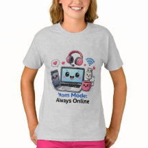 Camisa Divertida de Mãe Tech Mãe Modo Sempre Conec