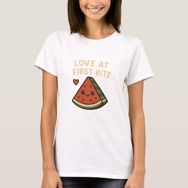  Camisa Divertida de Melancia Fofa Amor à Primeira (Frente)
