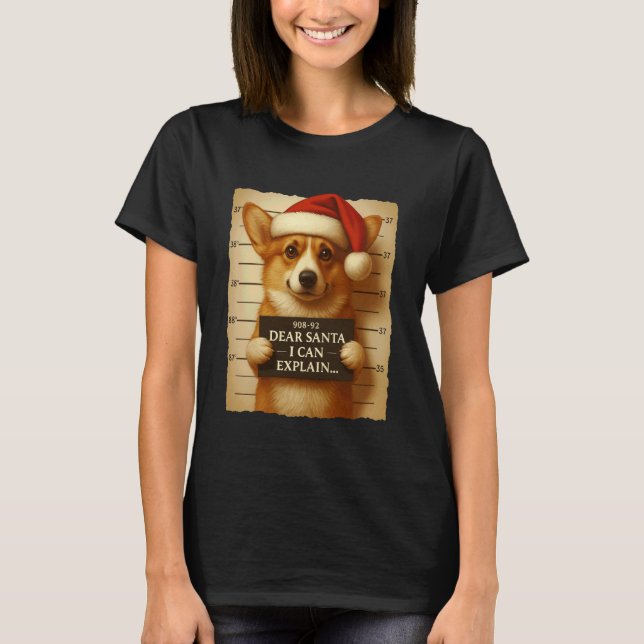 Camisa Divertida de Natal Cachorro - Corgi Fofo Ch (Frente)