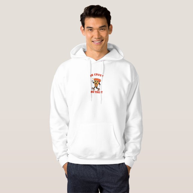 Camisa Divertida de Pizza – Em Crusta Nós Confiamo (Frente Completa)