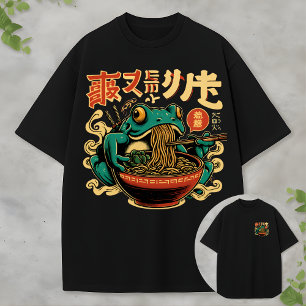 Camisa Divertida de Sapo Comendo Ramen Vintage Art