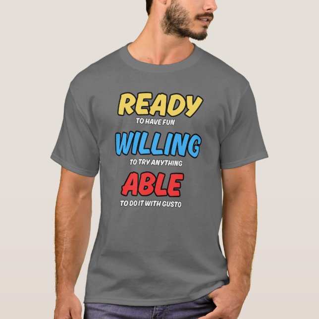 CAMISA DIVERTIDA - PRONTO, DISPOSTO E CAPAZ (Frente)