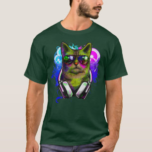 Camisa DJ Cat Shirt Rave DJ Cat Shirt EDM Rave Shi