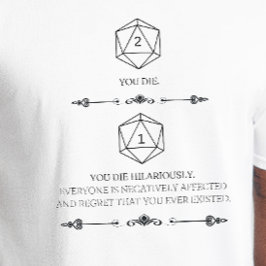 Camisa DnD - Nat 1 Você Morre Hilariantemente