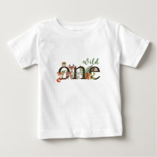 Camisa do 1º Aniversário Wild One Animais da Flore