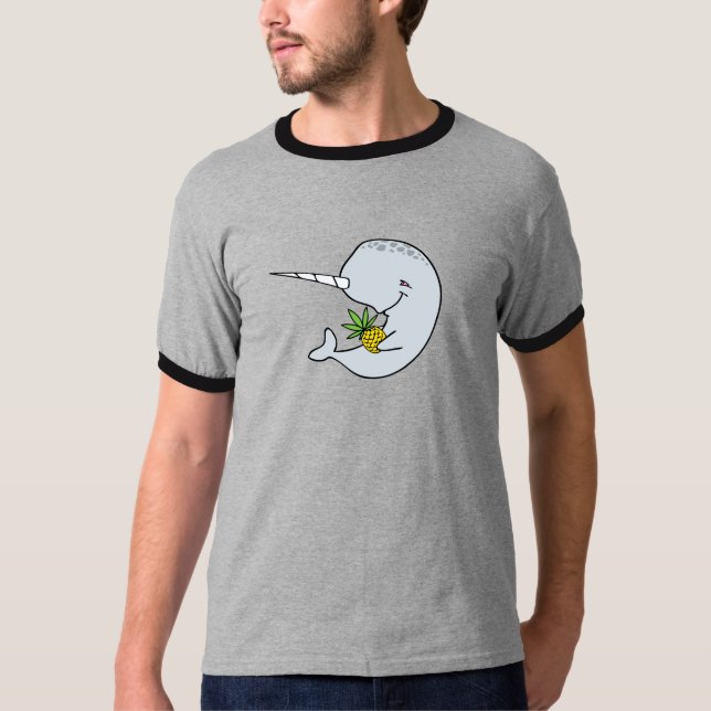Camisa do abacaxi de Narwhal (logotipo pequeno) (Frente)