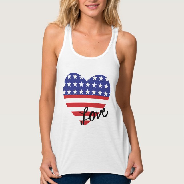 Camisa do amor da bandeira dos Estados Unidos (Frente)