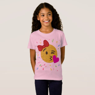 Camisa do aniversário de Emoji - beijo do coraç