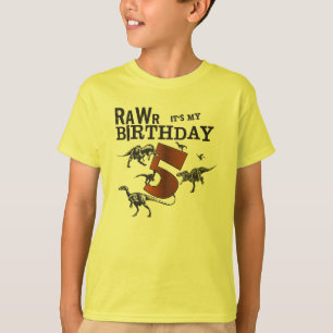 Camisa do aniversário do dinossauro de Rawr
