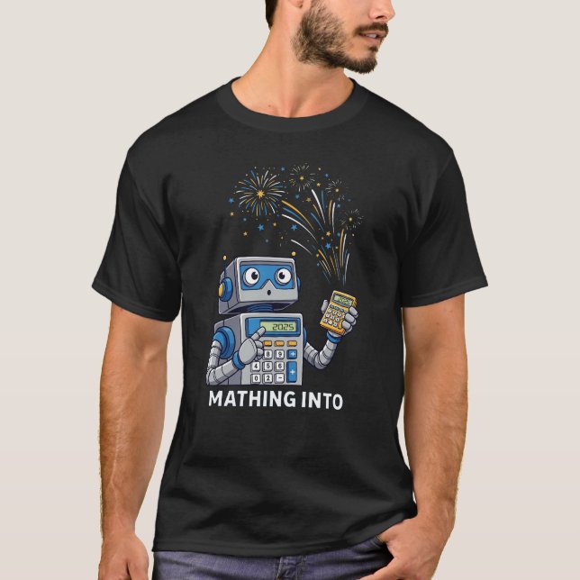 Camisa do Ano Novo Professor de Matemática Robô 20 (Frente)