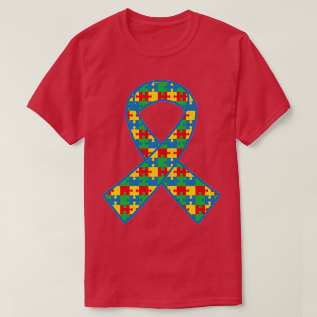 Camisa do Autismo Quebra-cabeça de Fita de Autismo (Frente do Design)