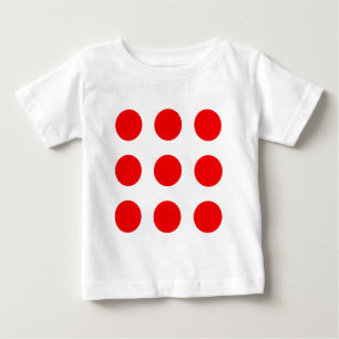 Camisa do bebê com bolinhas vermelhas