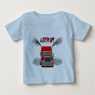 Camisa do bebê com o "LITE'M ACIMA!" design