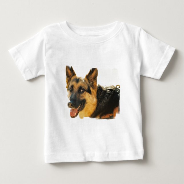 Camisa do bebê da foto do cão de german shepherd (Frente)