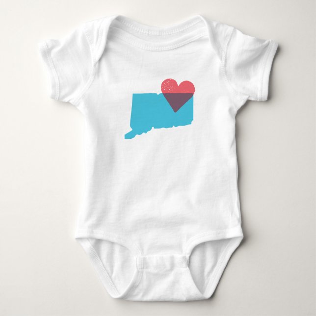 Camisa do bebê do amor do estado de Connecticut (Frente)