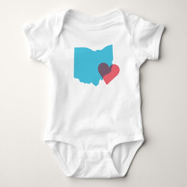 Camisa do bebê do amor do estado de Ohio (Frente)