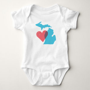 Camisa do bebê do amor do estado do Michigan