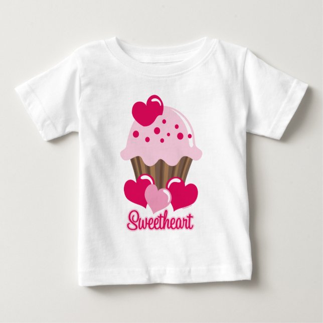 Camisa do bebê do cupcake do querido (Frente)