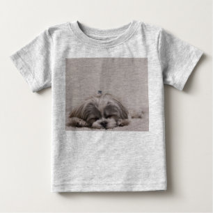 Camisa do bebê do tzu do sono Shih, cão do sono