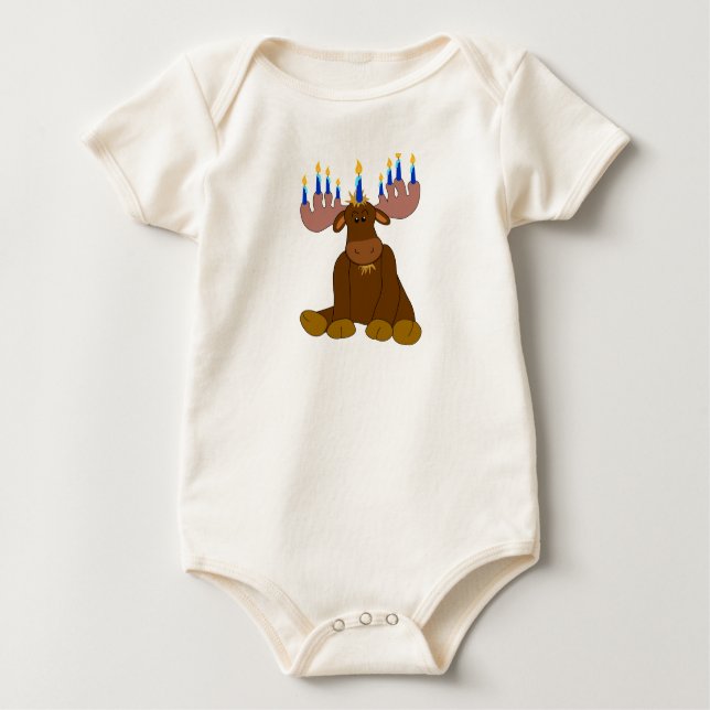 Camisa do bebê dos alces de Hanukkah (Frente)